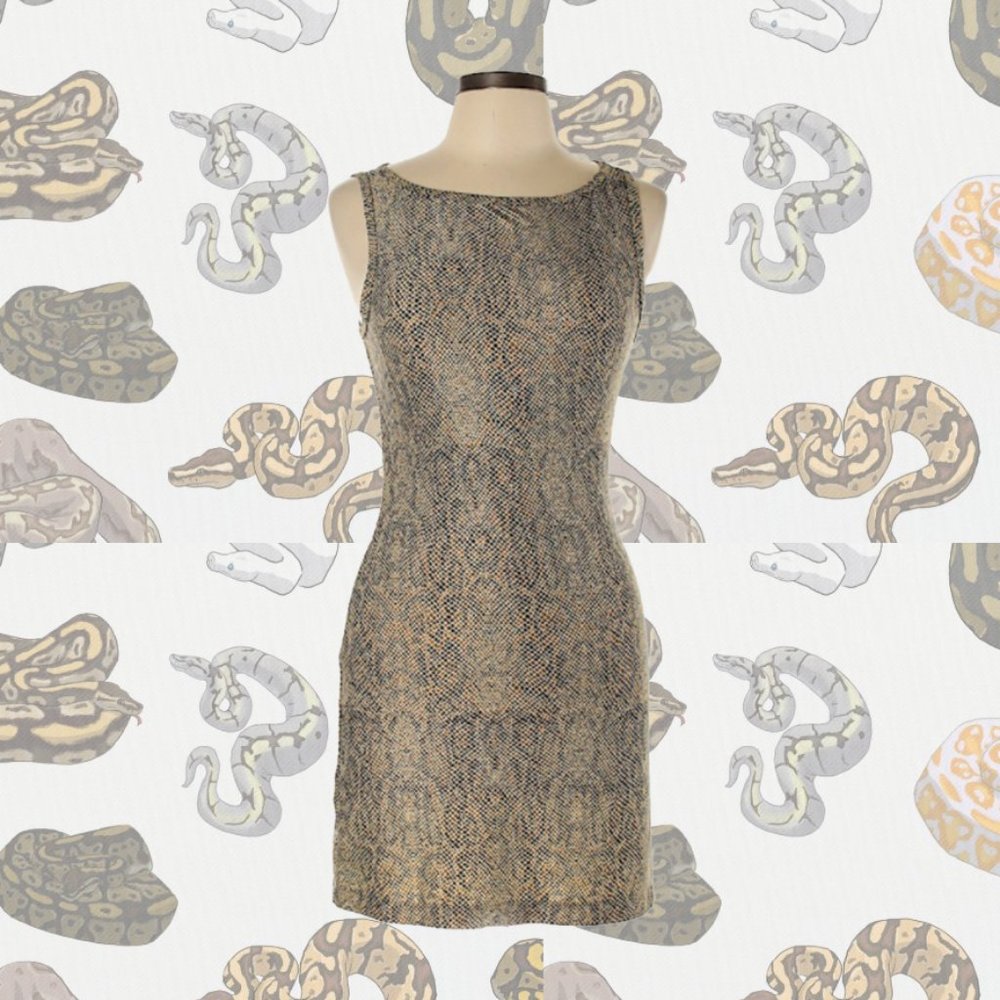 Snake print bodycon scoop neckline mini dress